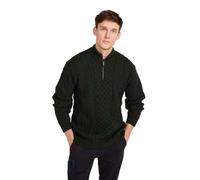 Aran Woollen Mills Jersey de lana merino irlandés con cremallera para hombre, verde bosque, L