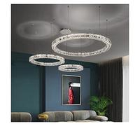 Araña de araña, lámparas de cristal de luz de techo de lujo moderno diseño de 3 lados LEDELIER LEDILIER DE LEDELIZADORES VIVO COMADA LUSTRO CROME ANILLAS DE ACERO CROME LAMENA PARTIVA (D80 60 40cm