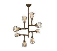 Araña de araña moderna, pipa de bronce de bronce de estilo industrial de estilo V-intage de V-intage lámpara de iluminación colgante de lámpara de lámpara colgante con estuche de metal use 8 bombillas