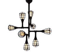 Araña de araña Moderna, Pipa Industrial de Estilo v-intage de Estilo v-intage iluminación Colgante de encimera lámpara de lámpara de lámpara Colgante con Estuche de Metal USA 8 Bombillas