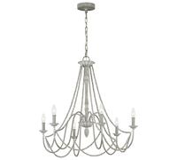 Araña de Cristal Metal Madera 71CM Ancho Shabby Gris Antiguo 6x E14 Colgante