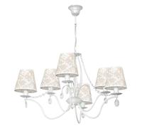 Araña de Cristal Pendelleuchte Mesa Comedor Tela Pantalla Patrón Floral 6x E14