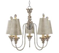 Araña de Cristal Tela Pantalla en Plata Oro Ø83cm 5x E27 Pendelleuchte Comedor