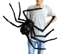 Araña de felpa súper grande hecha de alambre y felpa negro y multicolor estilo para fiestas o decoraciones de Halloween 29 pulgadas