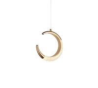 Araña moderna, Lámpara colgante de oro luna Lámpara colgante de metal LED pequeña con lámpara de cristal ajustable de 3 colores Lámparas colgantes de estilo moderno Accesorios de iluminación for dormi
