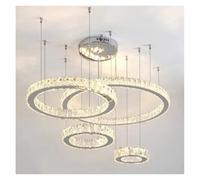 Araña Moderna, Modern Crystal Stair Chandelier Lights Indoor Lighting Ceiling Lamp Hanging Light led Chandeliers for Living Room lightin(4 Rings 40 60 80 100,Dimmable)