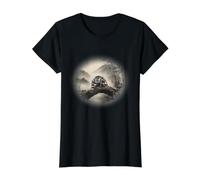 Araña saltadora Sumi-e Puente de montaña Japón Salticidae Camiseta gráfica económica, Mujer, Negro, M