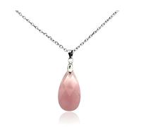 arana's® - Colgante cuarzo rosa facetado para mujer - Collar de acero inoxidable con piedra natural gota de agua - Cristales y piedras preciosas energéticas - Curación chakras sanación (Cuarzo rosa)