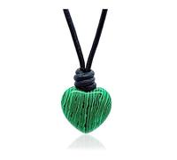 arana's - Colgante de piedra natural en forma de corazon para mujer y hombre - Cordon de hilo encerado negro ajustable de 45cm a 75cm - Distintas Piedras Semipreciosas - Unisex (Malaquita)