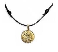 arana's® - Colgante Medalla Cruz San Benito acero inoxidable 316L - Cordón encerado 75 cm con medalla de 18 mm diámetro para hombre mujer niños - San Benito amuleto de la suerte religioso (Oro)