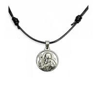 arana's® - Colgante Medalla Cruz San Benito acero inoxidable 316L - Cordón encerado 75 cm con medalla de 18 mm diámetro para hombre mujer niños - San Benito amuleto de la suerte religioso (Plata)