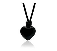 arana's - Colgante piedra natural curativa corazon - Mujer hombre niños - Piedras semipreciosas malaquita onix cuarzo rosa turquesa ojo tigre lapislazuli - Collar hilo encerado agata negra