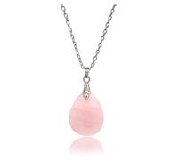 arana's® - Collar gargantilla con colgante cuarzo rosa para mujer - Cadena de acero inoxidable con piedra natural gota de agua - Cristales y piedras energéticas - Amuletos de la suerte (Cuarzo Rosa)
