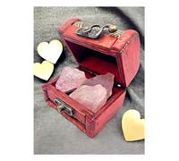 arana's - Cuarzo rosa en bruto + cofre del tesoro - 3 piezas de 3 a 6 cm - Cristales y piedras preciosas naturales para sanacion decoracion coleccionistas - Reiki curacion de chakras (Cuarzo rosa)