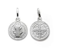arana's - Medalla San Benito en Plata de ley 925 - Tamaño pequeño de 8mm diametro especial para colgante o pulsera hombre mujer y niños - Cruz San Benito amuelto de la suerte religioso (2 Uni)