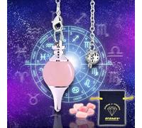 arana's - Pendulos adivinacion profesional CUARZO ROSA - Pendulo radiestesia universal de piedra natural y metal - Para tarot reiki feng-shui wicca esoterismo (Cuarzo rosa)