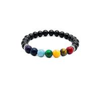 arana's - Pulsera 7 chakras mujer y hombre - Piedras naturales Jaspe rojo, amarillo, ojo de tigre, aventurina verde, aguamarina, lapislazuli, amatista - Joyas curativas proteccion yoga (Negro)