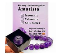 arana's® - Pulsera AMATISTA bolas 8 mm + Esfera 30 mm - Cristales naturales y piedras preciosas calidad 7A - Regalos originales - Amuleto de la suerte - Horoscopo (Amatista)