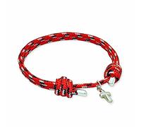 arana's - Pulsera cuerda nautica y plata ley | hombre mujer niños | Brazalete marinero ajustable con cruz | surferas trenzadas marineras hechas a mano (Rojo candy, 16)
