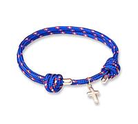 arana's - Pulsera cuerda nautica y plata ley | hombre mujer niños | Brazalete marinero ajustable con cruz | surferas trenzadas marineras hechas a mano (Azulón, 16)