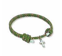 arana's - Pulsera cuerda nautica y plata ley | hombre mujer niños | Brazalete marinero ajustable con cruz | surferas trenzadas marineras hechas a mano (Verde Caqui, 16)