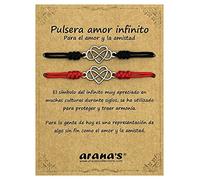 arana's - Pulsera de amor infinito para parejas - Mujer hombre novios a distancia amistad amigos - Hilo rojo negro cordon ajustable - Regalos originales cumpleaños aniversarios (Roja y Negra)