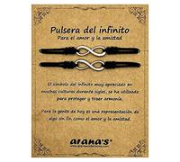 arana's - Pulsera infinito mujer hombre amigas - Cordon hilo rojo del destino - Regalos originales para parejas novios padre madre hermanos amigos - Pack 2 brazaletes amuleto suerte (Negra)