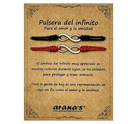 arana's - Pulsera infinito mujer hombre amigas - Hilo rojo del destino - Regalos originales para parejas novios padre madre hermanos amigos - Pack 2 brazaletes amuleto suerte (Roja y Negra)