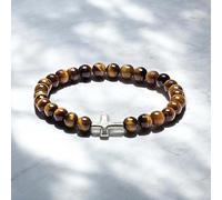 arana's - Pulsera OJO DE TIGRE piedra natural calidad 5A - Cruz de plata de Ley con cuentas de bolas - Cristales curativos y piedras energéticas para mujer y hombre - Sanación y curación (Ojo Tigre)