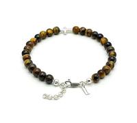 arana's - Pulsera ojo de tigre piedra natural - Cruz de plata con cuentas de bolas - Cristales curativos y piedras energeticas para mujer y hombre - Sanacion y curacion (Ojo de tigre)