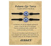 arana's - Pulsera ojo turco hilo rojo - Amuleto proteccion contra mal de ojo y la envidia - Pulsera para parejas mujer hombre y niños - Talisman buena suerte - Pack 2 piezas unisex (Negro)