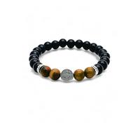 arana's - Pulsera piedras naturales autenticas - Onix agata negra turmalina obsidiana ojo de tigre rosa - Medalla San Benito - Regalos originales para mujer - Proteccion mal de ojo - Unisex (Marrón)