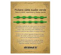 arana's - Pulsera siete nudos negra mujer hombre - Hilo verde del destino - Protección energía negativa - Amuleto de la buena suerte (Verde)