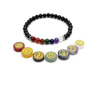 arana's® - Pulsera Turmalia Negra 7 Chakras para mujer y hombre + 7 Piedras naturales curativas jaspe rojo, cornalina, ojo de tigre, aventurina verde, lapislázuli, amatista y cuarzo blanco (Pack1)