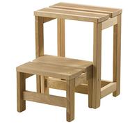 Aranaz | Taburetes Escalera | Banqueta con 2 Peldaños | Doméstica | Multifuncional | Bancos de Tocador | Ideal para Hogar, Cocina y Dormitorio | Ahorra Espacio | Madera de Haya | Madera | 42x32x40 cm