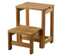 Aranaz | Taburetes Escalera | Banqueta con 2 Peldaños | Doméstica | Multifuncional | Bancos de Tocador | Ideal para Hogar, Cocina y Dormitorio | Ahorra Espacio | Madera de Haya | Aceite | 42x32x40 cm