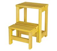 Aranaz 11323 Taburete Escalera 2 peldaños Amarillo, Madera, 32x23x40