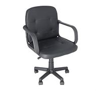 Aranaz | Sillón Mom | Silla de Oficina Acolchada | Silla Escritorio | Altura Ajustable | con Reposabrazos | Multifuncional, Práctica y Cómoda | Polipiel | Negro | 54,5(Ancho) x 46(Fondo) x 88/100cm