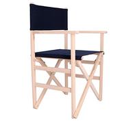 Aranaz | Silla Director Plegable | para Exterior | Sillas de Jardín o Terraza para el Hogar | Asiento con Reposabrazos y Respaldo | Portátil | Madera de Haya | Lona de Color Azul Marino | 120kg