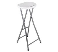 Aranaz | Taburete Plegable | Silla de Metal | Asiento de Polietileno | Ideal para Hogar, Cocina, Terraza o Jardín | Interior y Exterior | para Adultos o Niños | Blanco | 31,5 x 28 x 70 cm