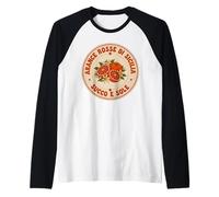 Arance Rosse di Sicilia Succo y Sole Vintage Naranja Arte Camiseta Manga Raglan