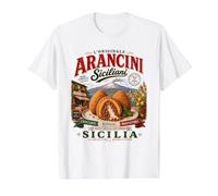 Arancini Siciliani Auténtico Arte gastronómico Italiano de Sicilia Camiseta gráfica económica, Hombre, Blanco, S