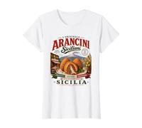 Arancini Siciliani Auténtico Arte gastronómico Italiano de Sicilia Camiseta gráfica económica, Mujer, Blanco, XS