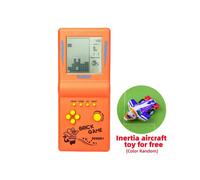 (Arancione) Nuova console per giochi a blocchi con grande schermo, 23 giochi in mattoncini integrati,