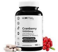 Arándano Rojo Americano 15000 mg. 180 cápsulas veganas para 3 meses | Con D-Manosa, Gayuba y Vitamina C. Cranberry 100% Natural. Fabricado en España por HIVITAL