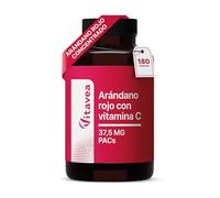 Arándano rojo con vitamina C - 1250 mg de polvo de zumo de arándano rojo por dosis diaria - 37,5 mg de proantocianidinas (PACs) -180 cápsulas veganas - Sin aditivos innecesarios - Vitavea
