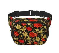 Arándano Tradicional Ruso,Riñonera Cuadrada de Doble Capa, Bolso de Viaje, Bolso Informal para el Pecho.