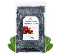 Arandanos Deshidratados Con Azucar 1 Kg - Arandanos Rojos Secos Enteros - Fruta Deshidratada - Ideal para Reposteria y Snacks - Sin Gluten (1 kg, Arándano Rojo Entero)