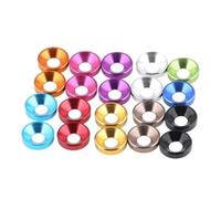 Arandela avellanada de aluminio de 10 Uds m2 m2.5 M3 M4 M5 M6 M8 junta de arandelas de perno de cabeza avellanada anodizada colorida(M3 10pcs,Pink)