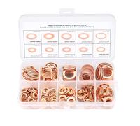 Arandela de Cobre, Plana Arandela Cobre, Kit de Surtido de Sellos de Anillo Plano para Junta, Accesorios Hidráulicos para Tapones de Sumideros Agua Combustible-200 Pcs/ M5 M6 M8 M10 M12 M14